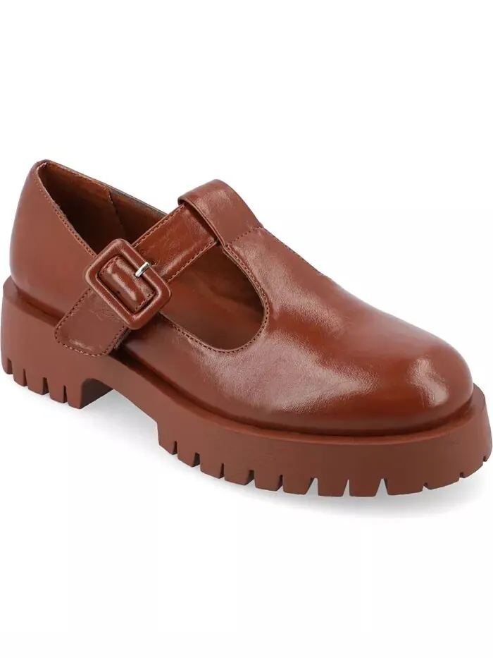 Женские туфли-лодочки Suvi Treaded Sole Mary Jane Flats Journee Collection — изображение 1 из 5, коричневый