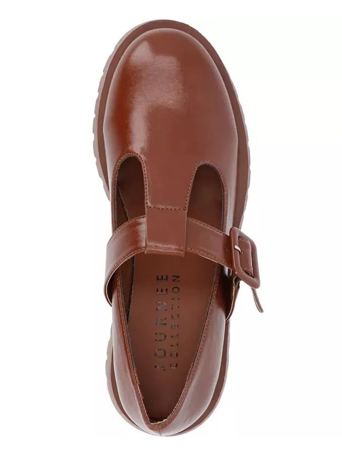 Женские туфли-лодочки Suvi Treaded Sole Mary Jane Flats Journee Collection — изображение 4 из 5, коричневый