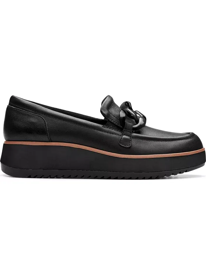 Лоферы Clarks Zylah May на низком каблуке, кожаные — изображение 2 из 8, черный