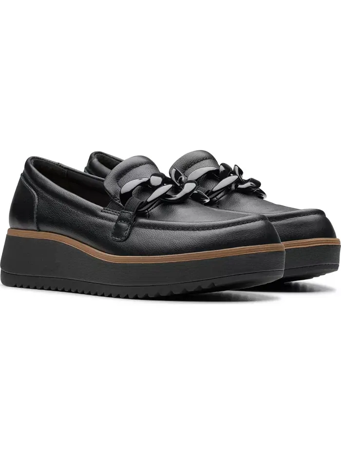 Лоферы Clarks Zylah May на низком каблуке, кожаные — изображение 5 из 8, черный