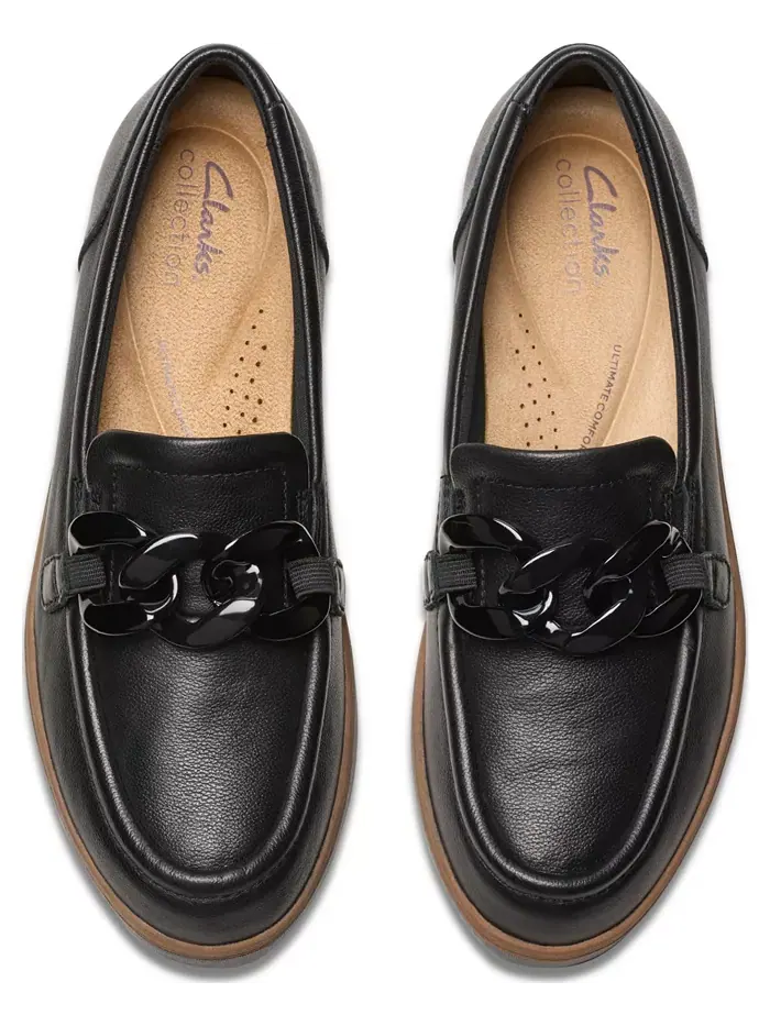 Лоферы Clarks Zylah May на низком каблуке, кожаные — изображение 7 из 8, черный