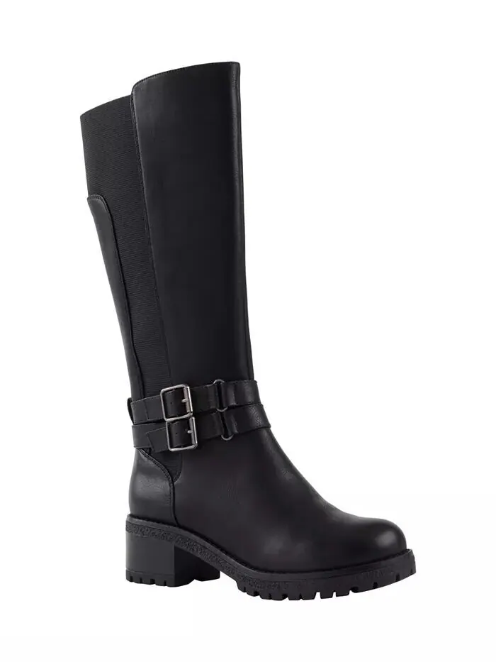 Женские сапоги Jonah Lug Sole Block Heel до колена GC Shoes — изображение 1 из 11, черный