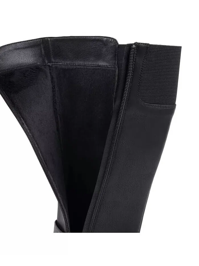 Женские сапоги Jonah Lug Sole Block Heel до колена GC Shoes — изображение 6 из 11, черный