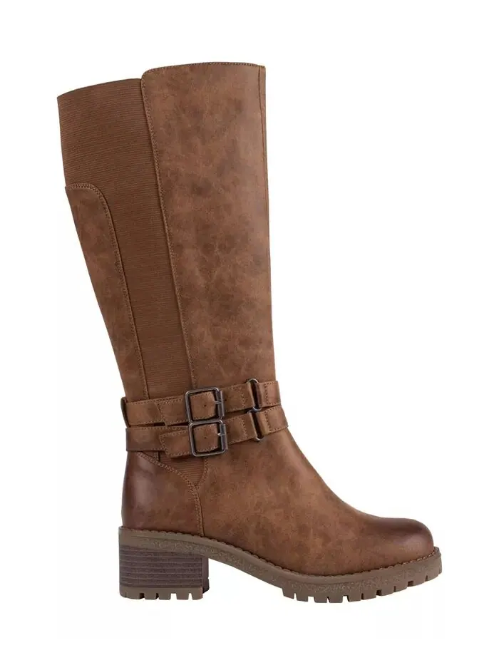 Женские сапоги Jonah Lug Sole Block Heel до колена GC Shoes — изображение 7 из 11, черный