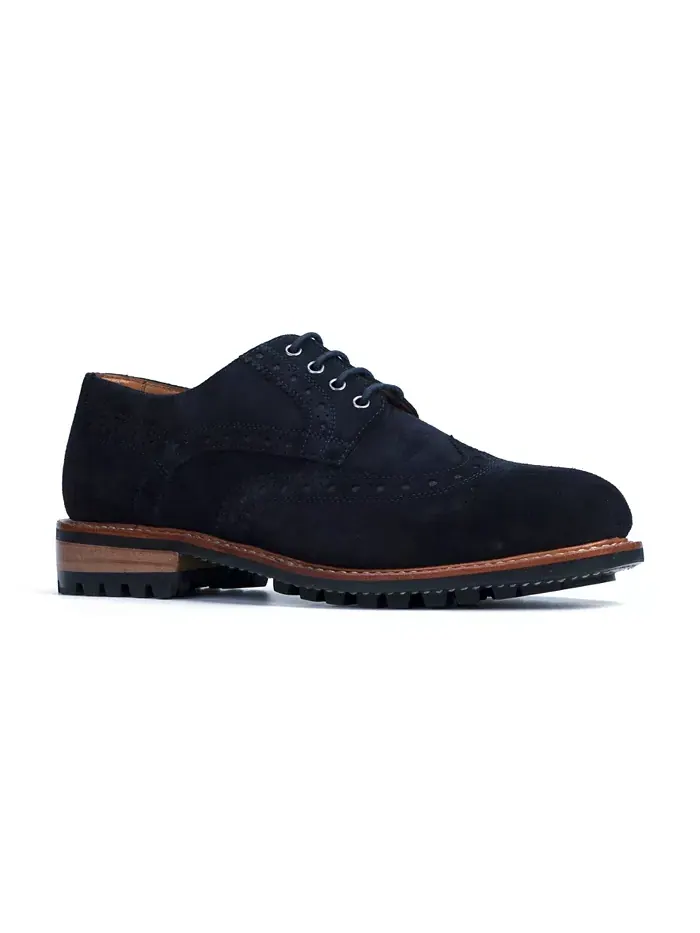 Мужские кожаные оксфорды Richard Wingtip со шнуровкой Anthony Veer — изображение 1 из 5, темно-синий