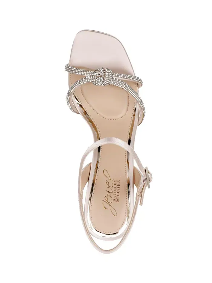 Женские вечерние сандалии Madison Knot Jewel Badgley Mischka — изображение 4 из 5, шампань