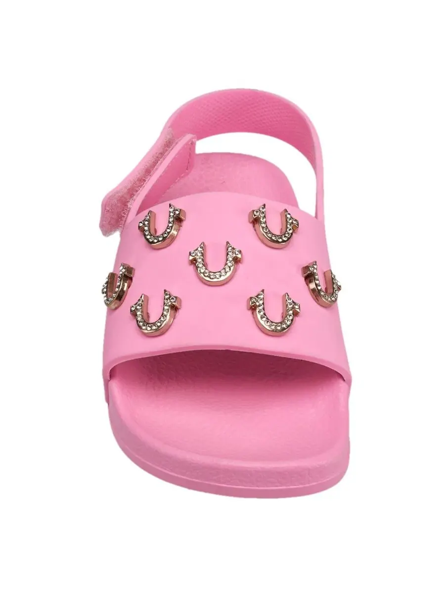 Сандалии с блестящим логотипом Kash Bling Horseshoe True Religion — изображение 4 из 6, пудровый розовый