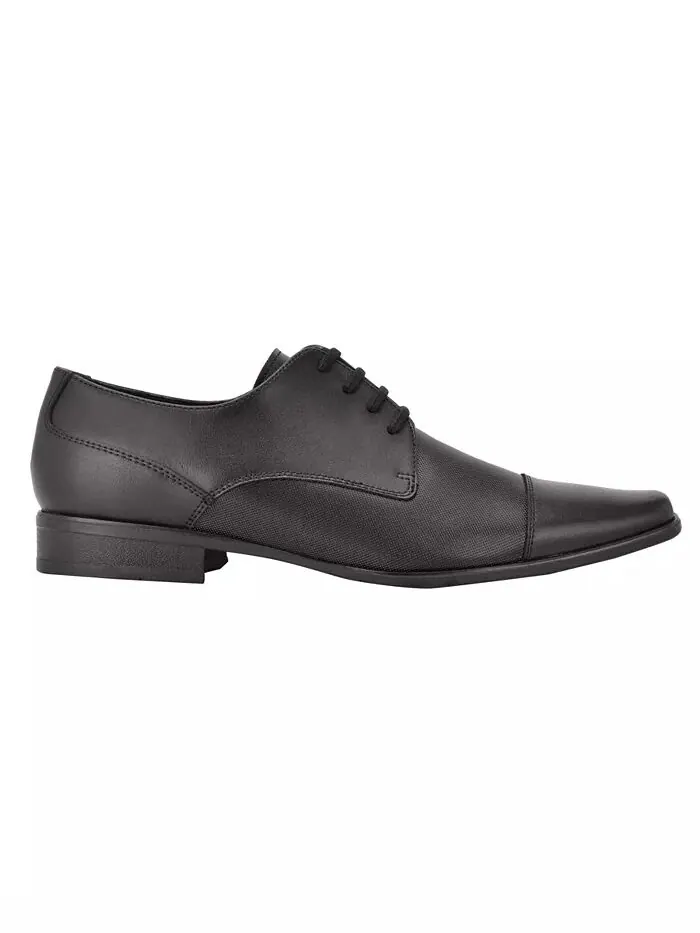 Мужские туфли Bram Lace Up Cap-Toe из кожи Calvin Klein — изображение 2 из 5, черный
