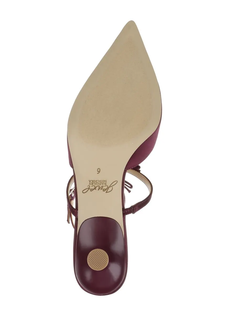 Женские туфли-лодочки Elisabetta с бантом и острым носком Jewel Badgley Mischka, Bordeaux Satin — изображение 5 из 5