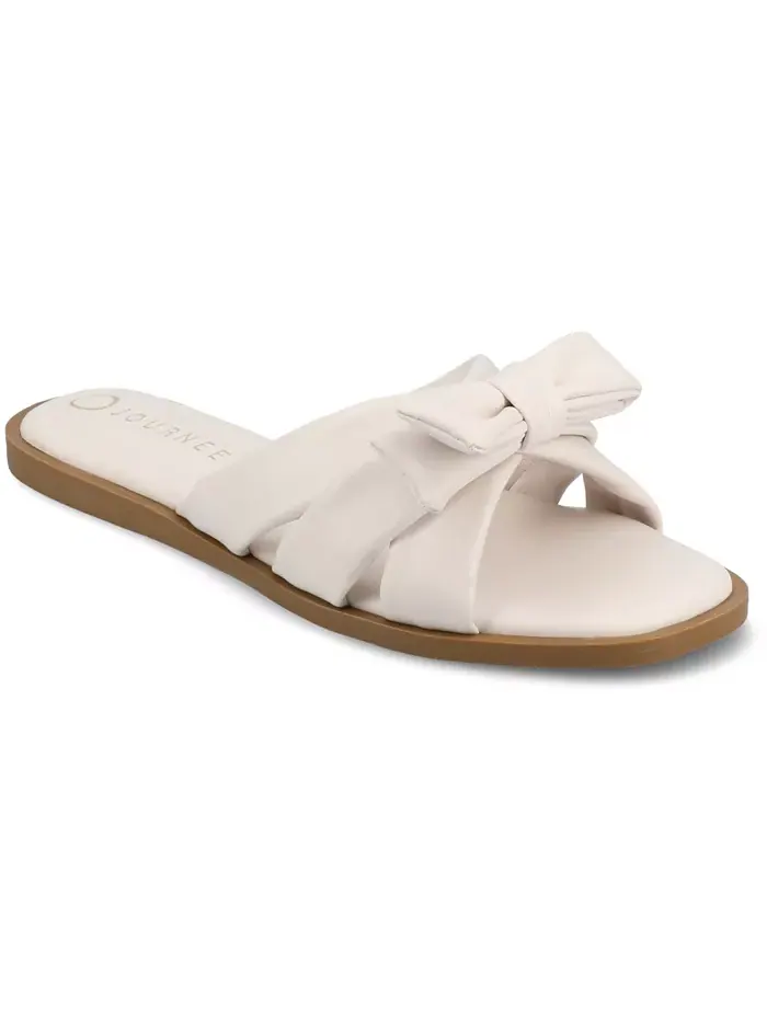 Женские плоские сандалии Prylin Bow Slide Journee Collection — изображение 1 из 5, кость