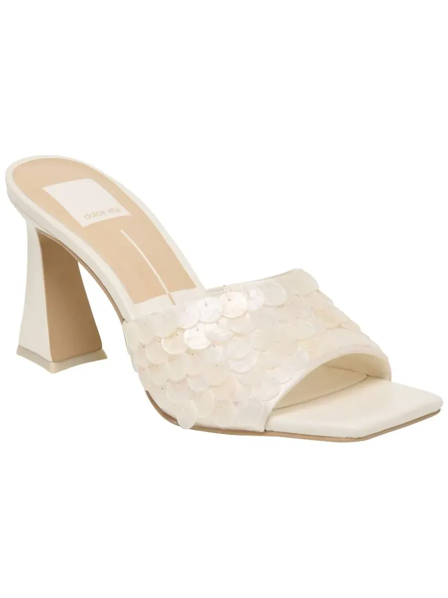 Женские сандалии на высоком каблуке Nandy Confetti Shell Embellished Slide Dolce Vita, айвори sequin