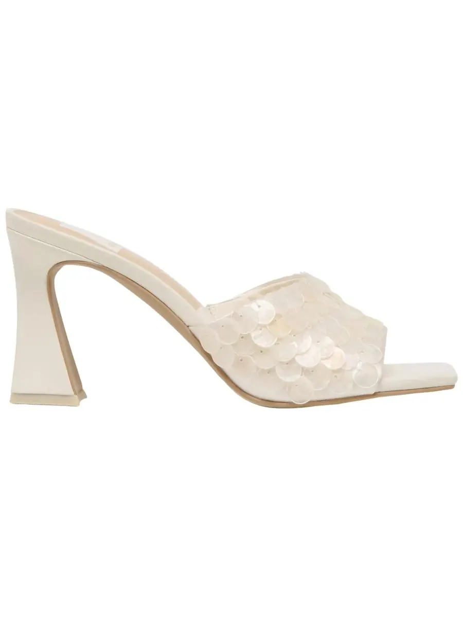 Женские сандалии на высоком каблуке Nandy Confetti Shell Embellished Slide Dolce Vita, айвори sequin — изображение 2 из 5