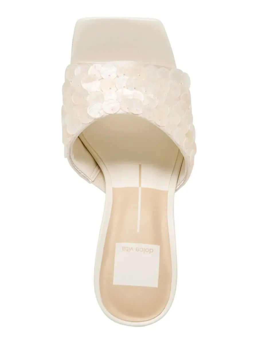 Женские сандалии на высоком каблуке Nandy Confetti Shell Embellished Slide Dolce Vita, айвори sequin — изображение 4 из 5