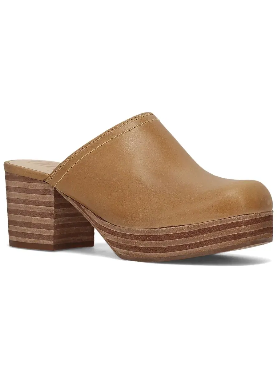 Женские кожаные сабо на массивном каблуке Campus Frye, Banana Leather