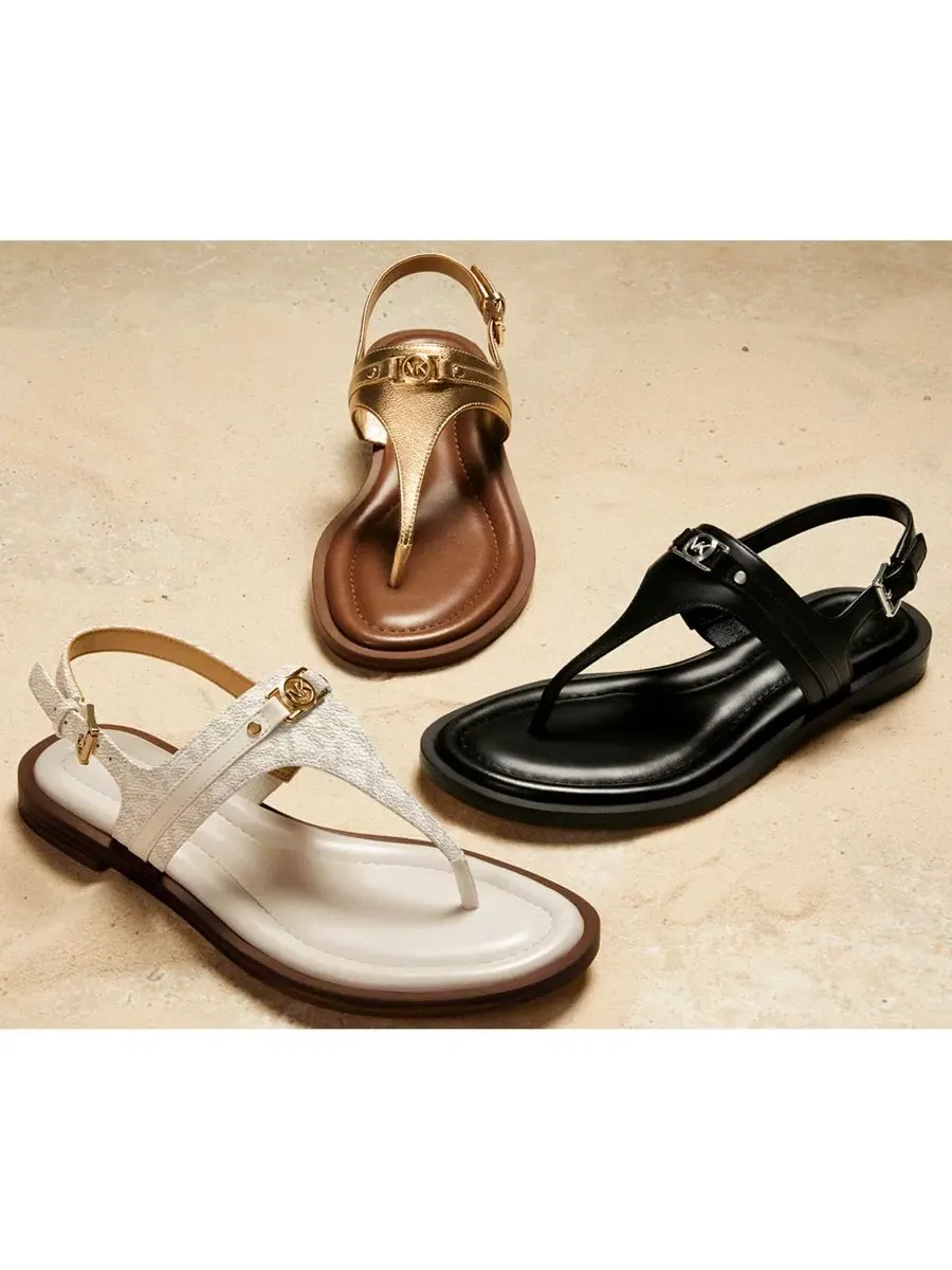 Сандалии-вьетнамки с ремешком на щиколотке Mandy Logo Slingback Michael Kors — изображение 4 из 4