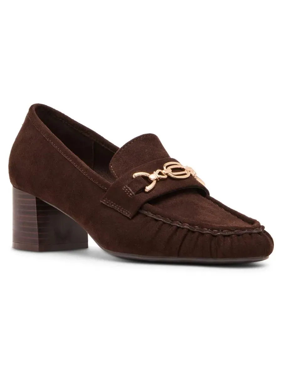 Туфли-слипоны на каблуке Karin Dress Slip-On Loafer Pumps Anne Klein — изображение 1 из 8, коричневый