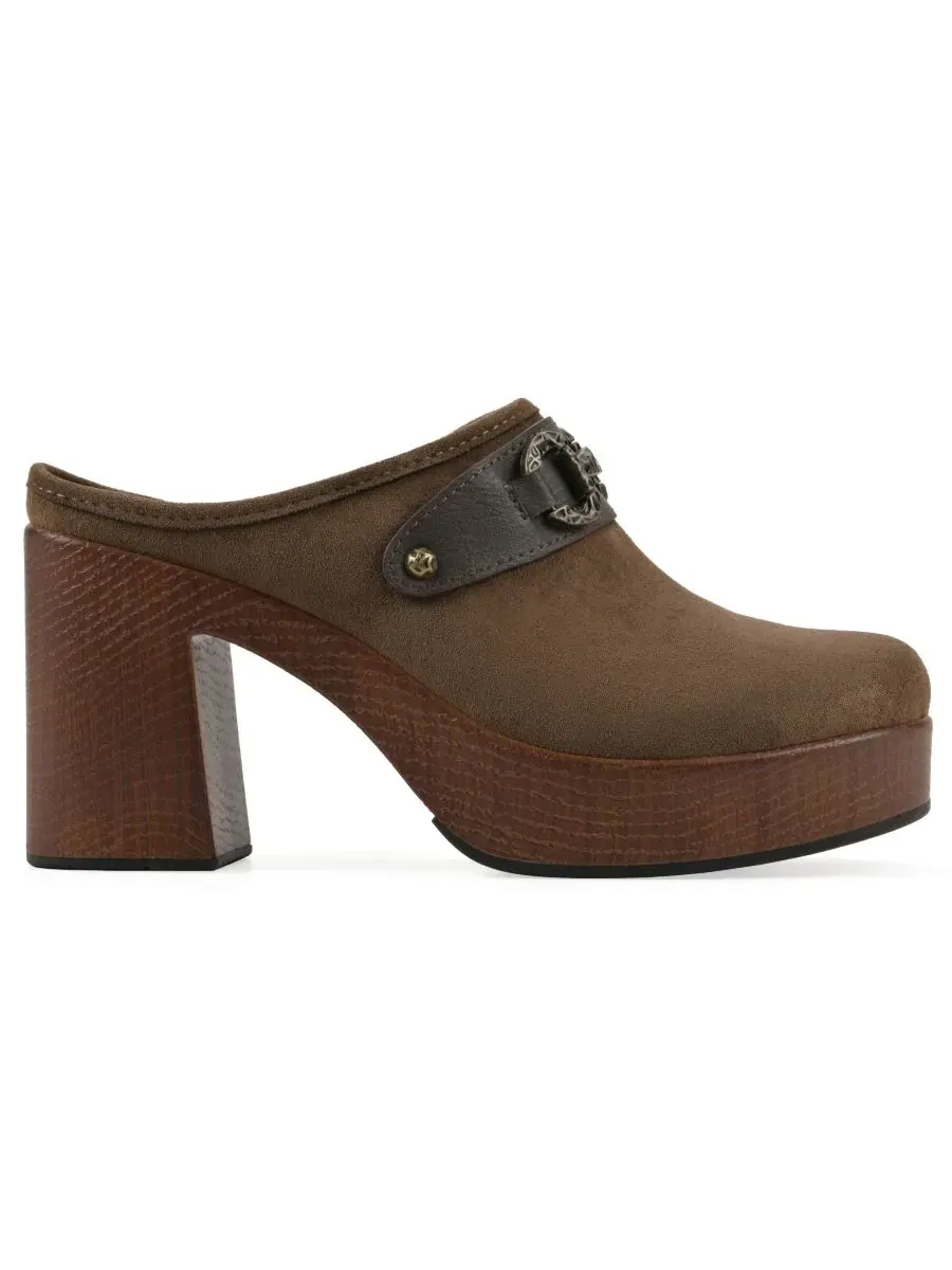 Женские мюли-сабо на платформе Barleys Platform Heel Mule Clogs White Mountain — изображение 2 из 6, темный мульти