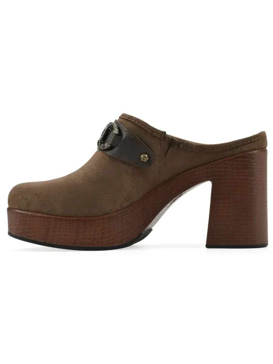 Женские мюли-сабо на платформе Barleys Platform Heel Mule Clogs White Mountain — изображение 6 из 6, темный мульти