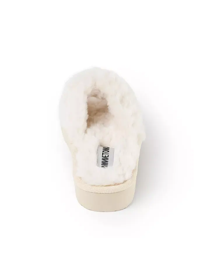 Женские тапочки с перекрестными ремешками из искусственного меха Teddy Minnetonka — изображение 5 из 6, бежевый/бежевый
