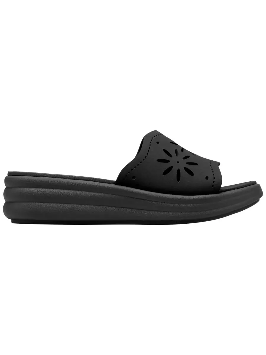 Босоножки-танкетки Drift Floral на плоском ходу Clarks — изображение 2 из 8, черный