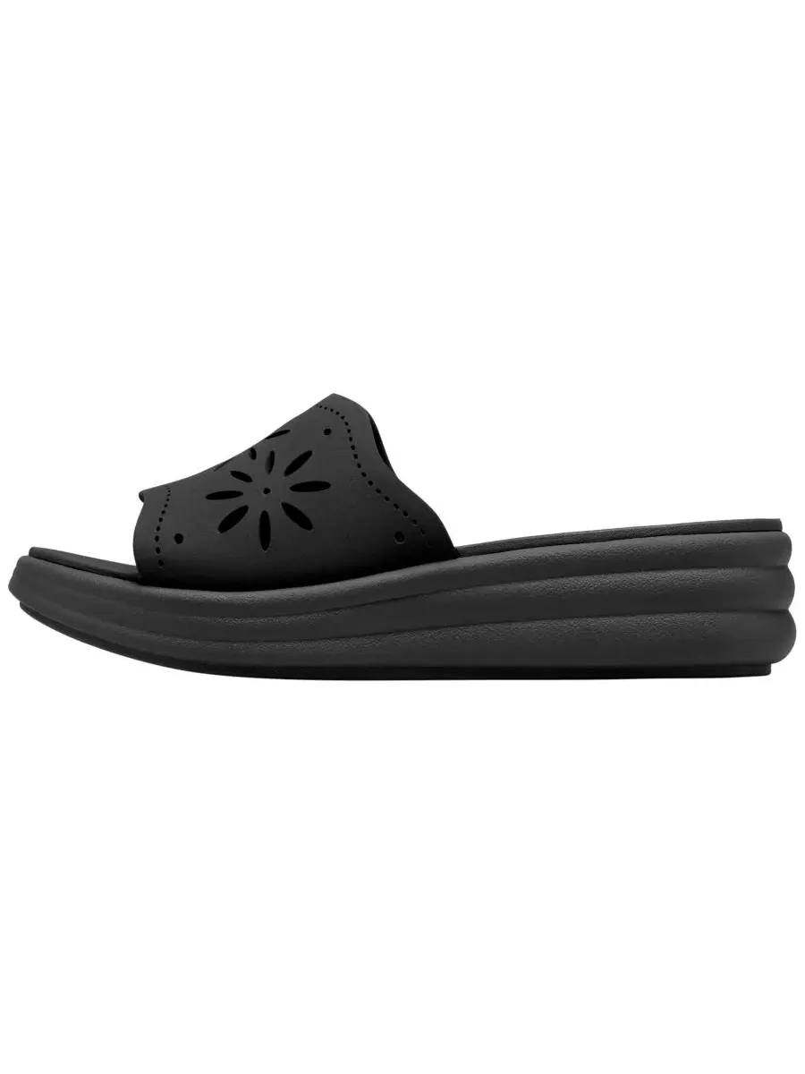Босоножки-танкетки Drift Floral на плоском ходу Clarks — изображение 8 из 8, черный