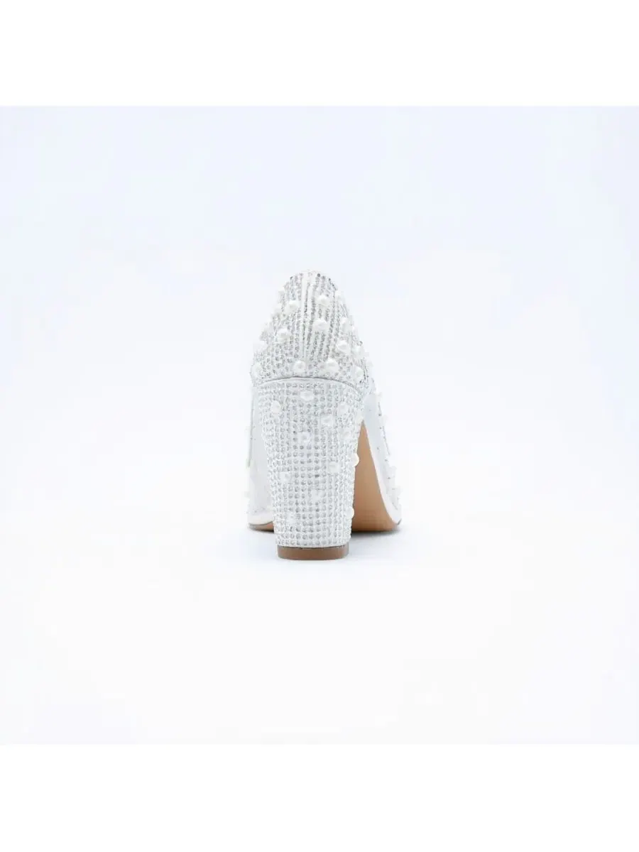 Женские туфли-лодочки Margaret цвета слоновой кости с кружевом Forever & Always Shoes — изображение 2 из 7, белый