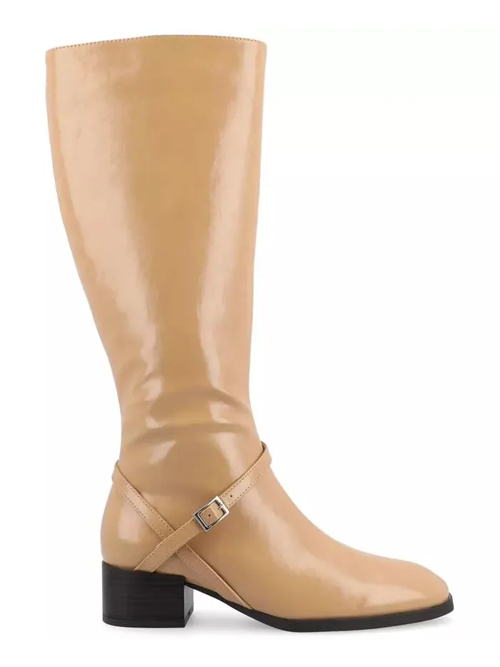 Женские сапоги для верховой езды Rhianah Wide Width Wide Calf Heel с высоким коленом Journee — изображение 2 из 8, бежевый