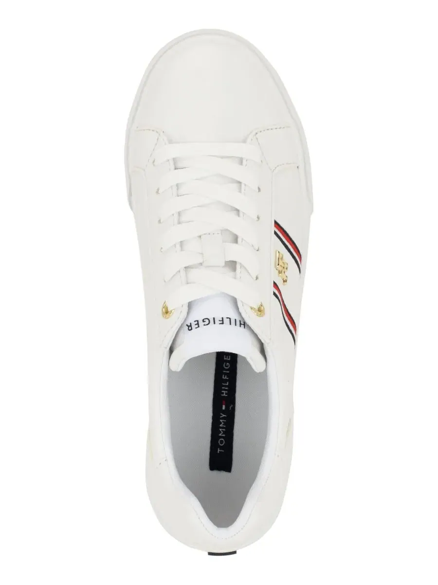 Кроссовки женские с орнаментом, на шнуровке, модель Liamia Tommy Hilfiger — изображение 4 из 5, белый мульти