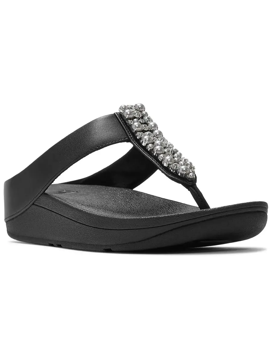 Женские сандалии Fino с имитацией жемчуга и кристаллами, без шнурков FitFlop — изображение 1 из 6, черный
