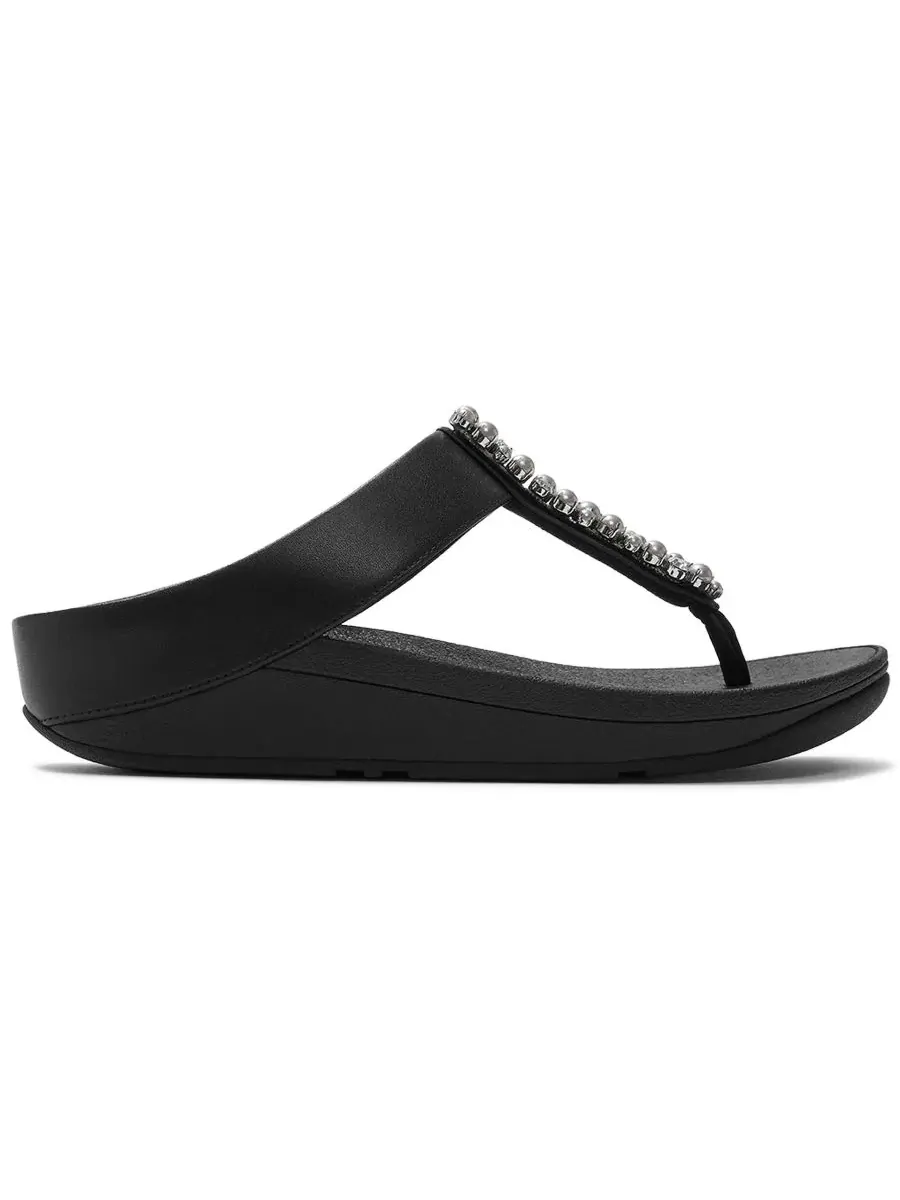 Женские сандалии Fino с имитацией жемчуга и кристаллами, без шнурков FitFlop — изображение 2 из 6, черный