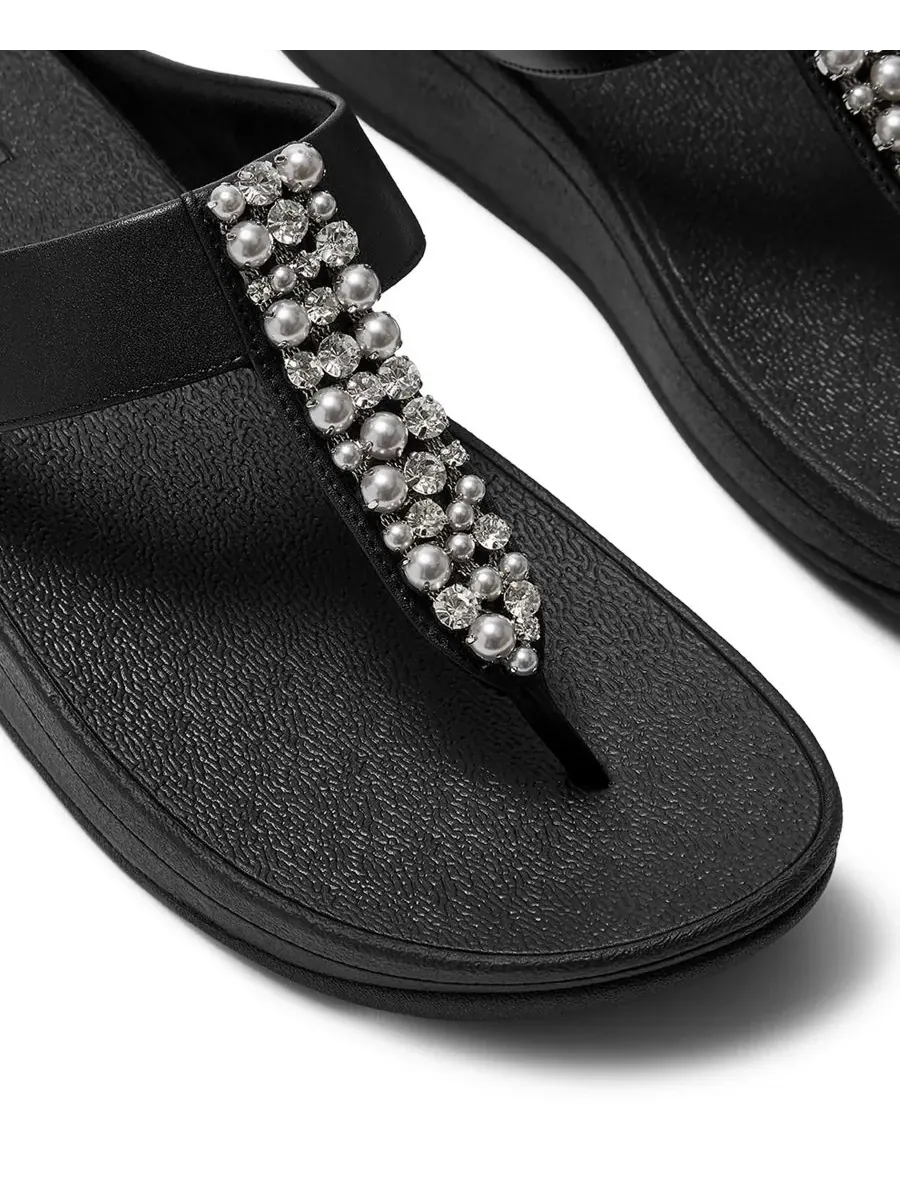 Женские сандалии Fino с имитацией жемчуга и кристаллами, без шнурков FitFlop — изображение 5 из 6, черный