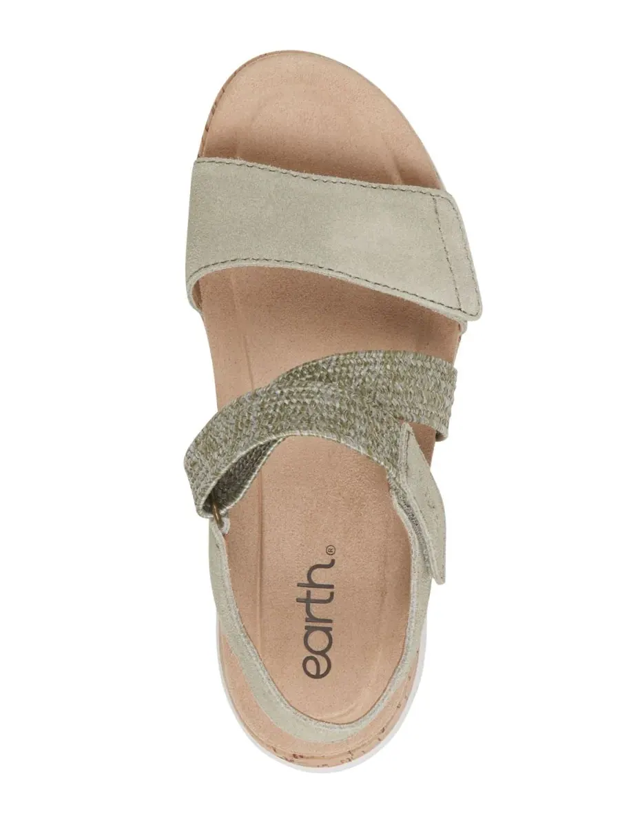 Женские сандалии на низкой танкетке Reston с ремешками Earth, Sage Suede/Sage Raffia — изображение 4 из 5
