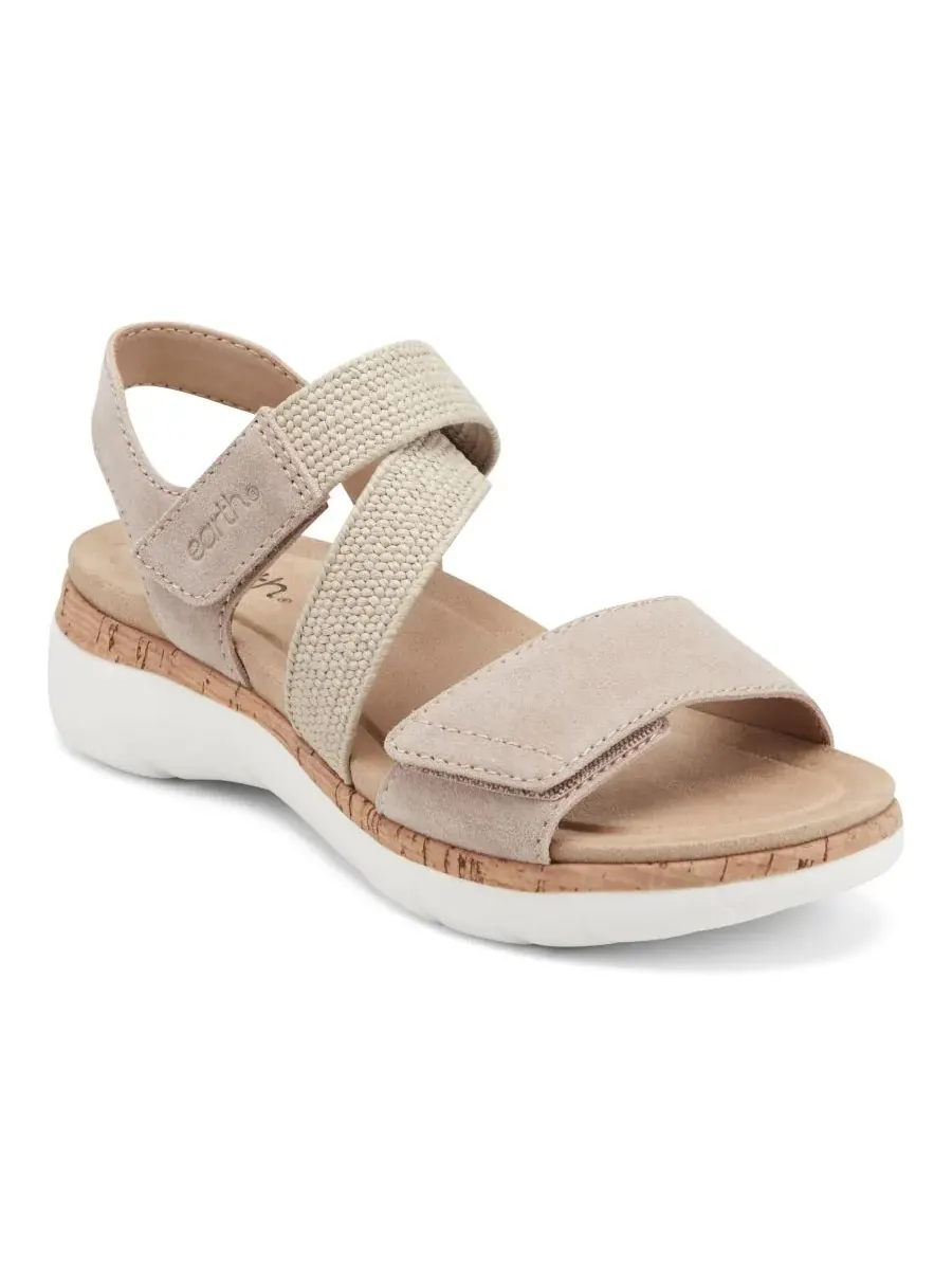 Женские сандалии на низкой танкетке Reston с ремешками Earth, Natural Suede/Natural Raffia