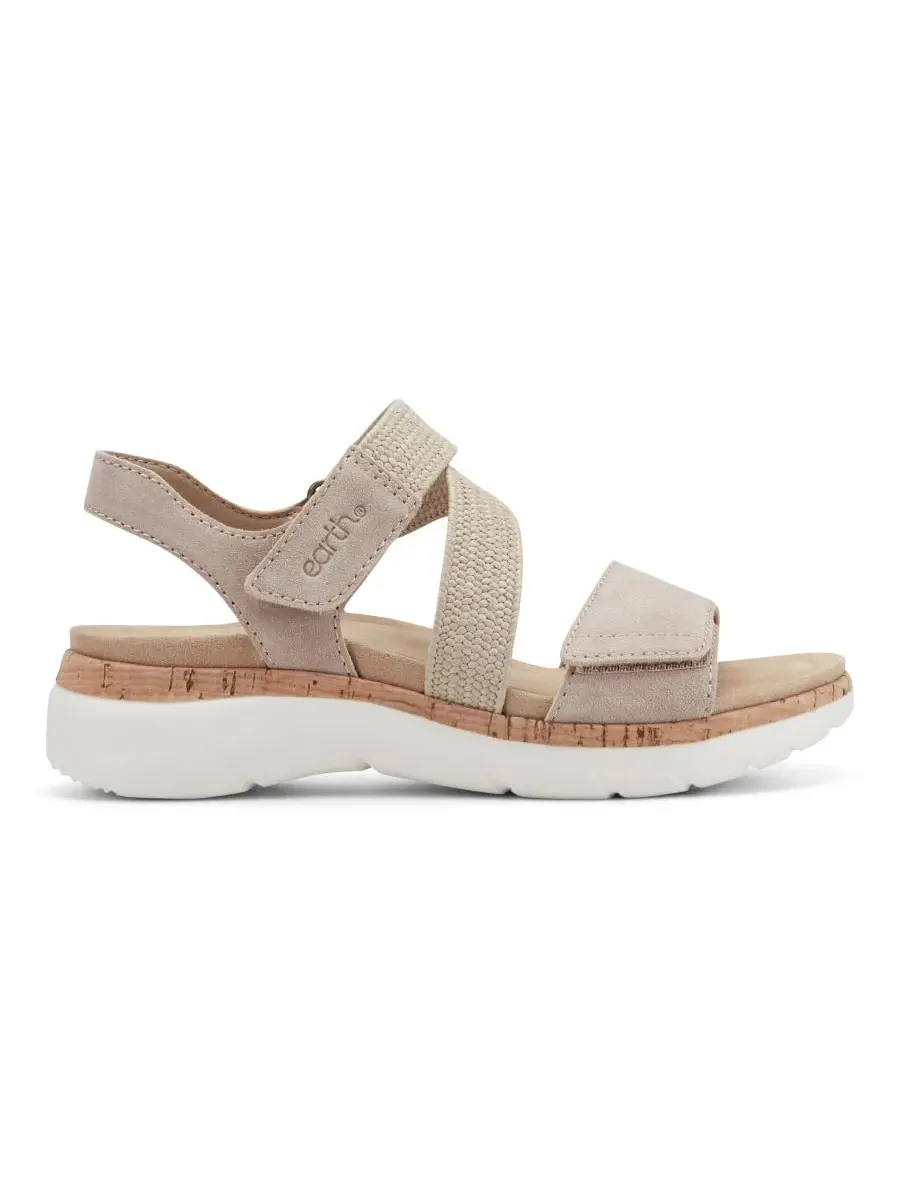 Женские сандалии на низкой танкетке Reston с ремешками Earth, Natural Suede/Natural Raffia — изображение 2 из 5
