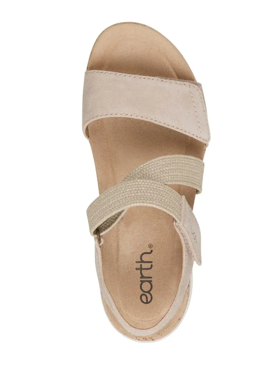 Женские сандалии на низкой танкетке Reston с ремешками Earth, Natural Suede/Natural Raffia — изображение 4 из 5