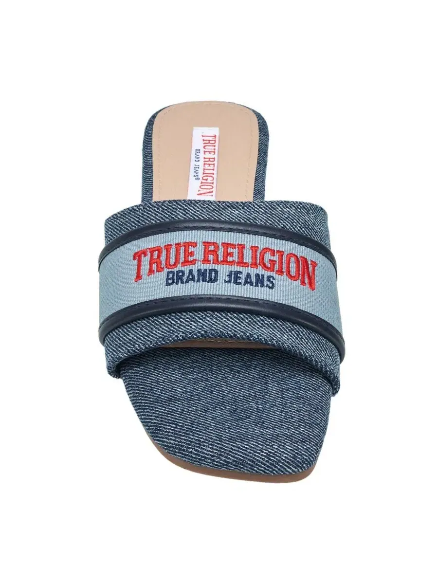Сандалии-слайды Remy Logo Band True Religion — изображение 4 из 6, джинсовый синий