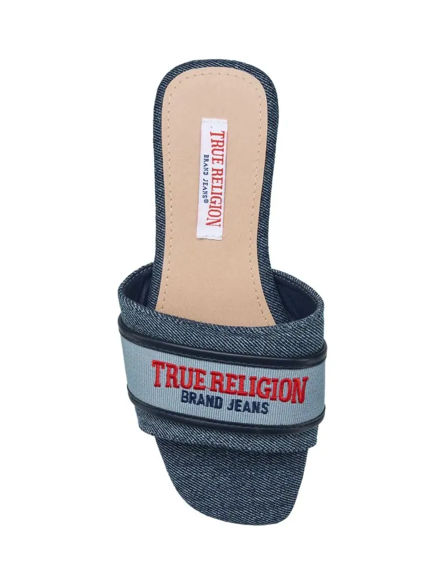 Сандалии-слайды Remy Logo Band True Religion — изображение 5 из 6, джинсовый синий