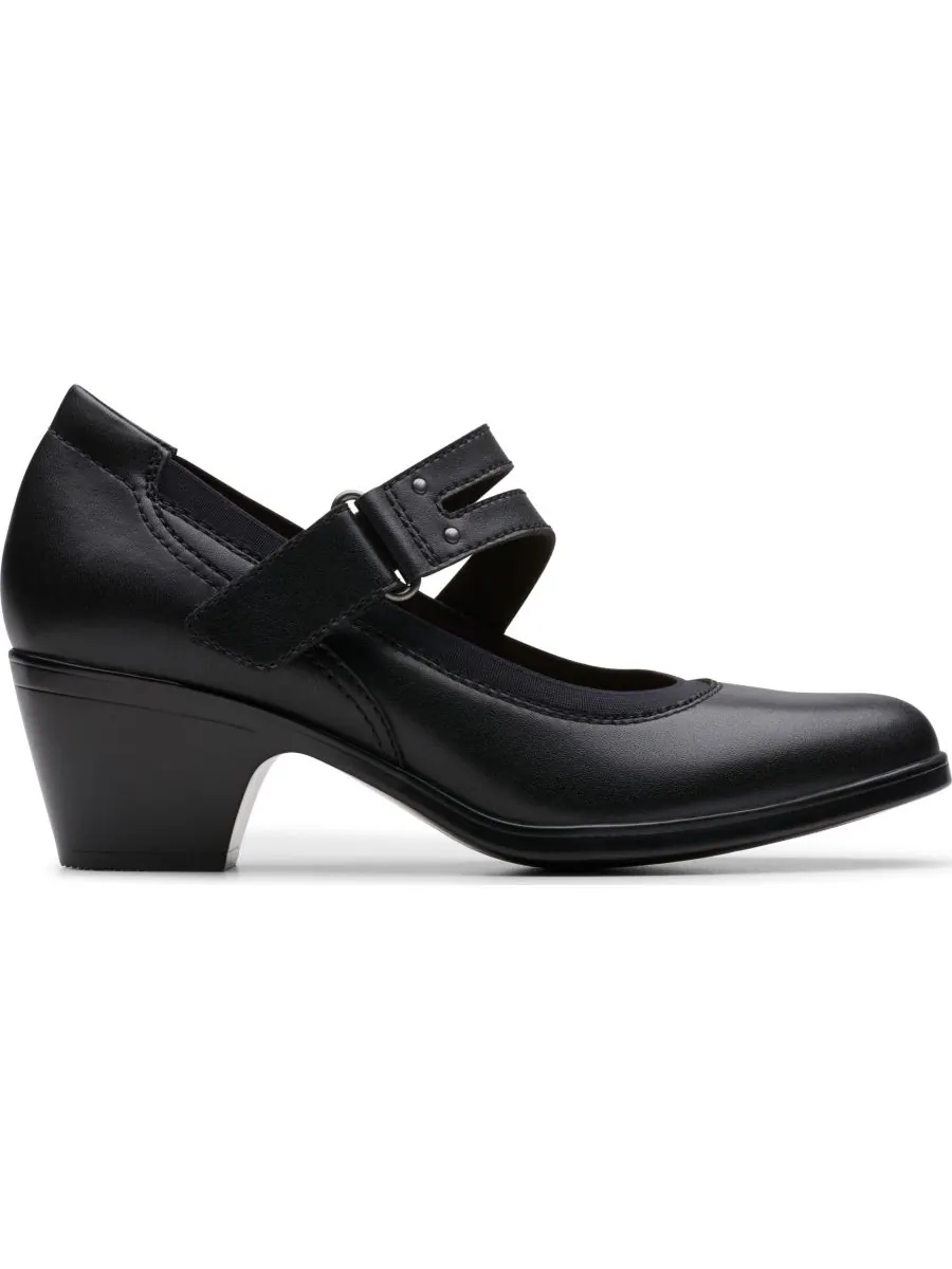 Туфли-лодочки женские Clarks Emily2 Janna, с круглым носком, на блочном каблуке — изображение 2 из 5, черный
