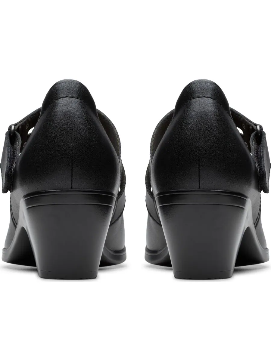 Туфли-лодочки женские Clarks Emily2 Janna, с круглым носком, на блочном каблуке — изображение 3 из 5, черный