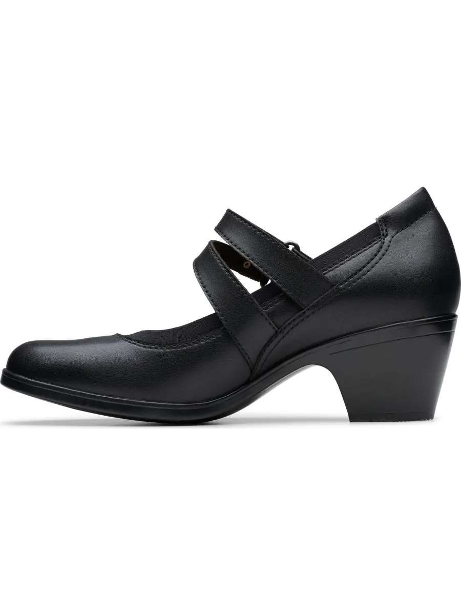 Туфли-лодочки женские Clarks Emily2 Janna, с круглым носком, на блочном каблуке — изображение 5 из 5, черный