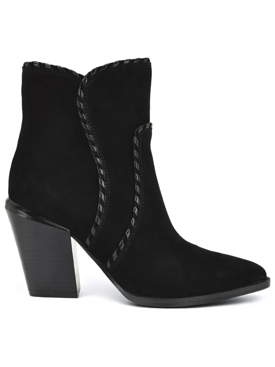 Ботильоны Raxton Suede Whipstitch Block Heel Nine West — изображение 2 из 5, черный
