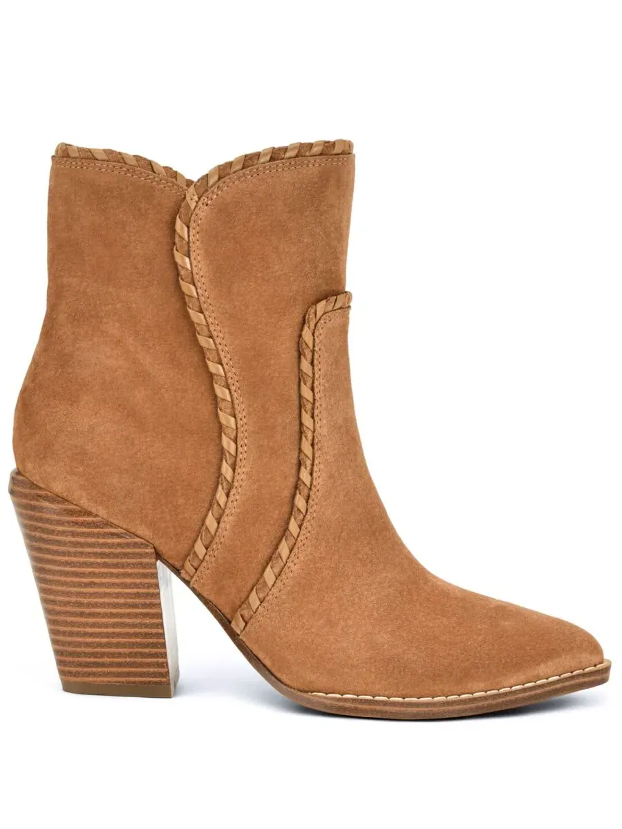 Ботильоны на каблуке с принтом Raxton Nine West, Dark Natural Suede — изображение 2 из 5