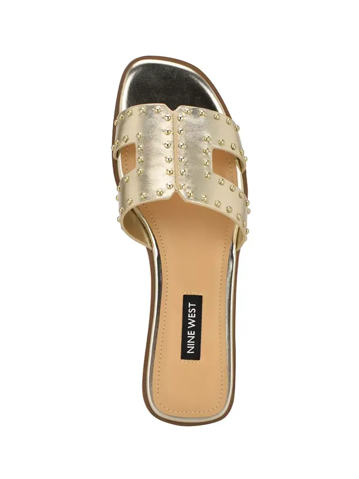 Женские плоские сандалии Giny с вырезом Nine West — изображение 4 из 5, золото