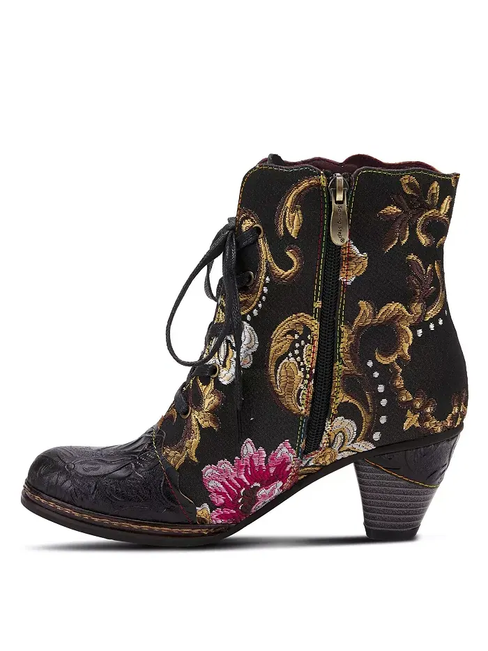 L’Artiste Women’s SIREN вышитые цветочные ботильоны на шнуровке с тисненой кожей, фигурным кантом и — изображение 2 из 6