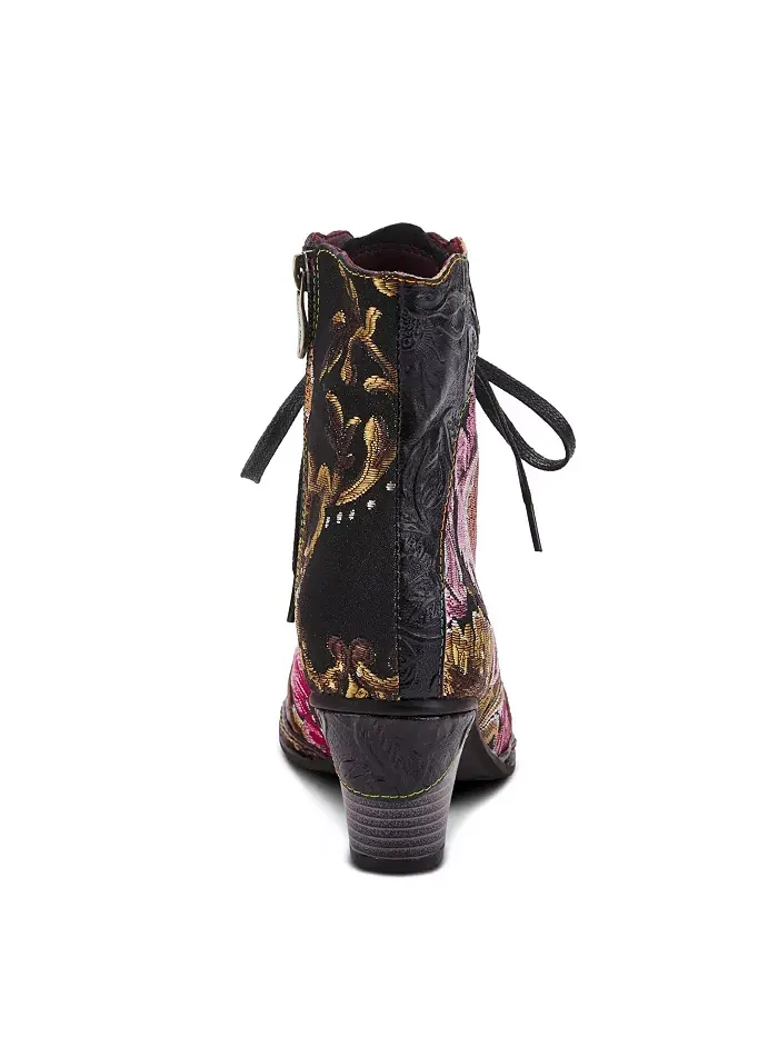 L’Artiste Women’s SIREN вышитые цветочные ботильоны на шнуровке с тисненой кожей, фигурным кантом и — изображение 4 из 6