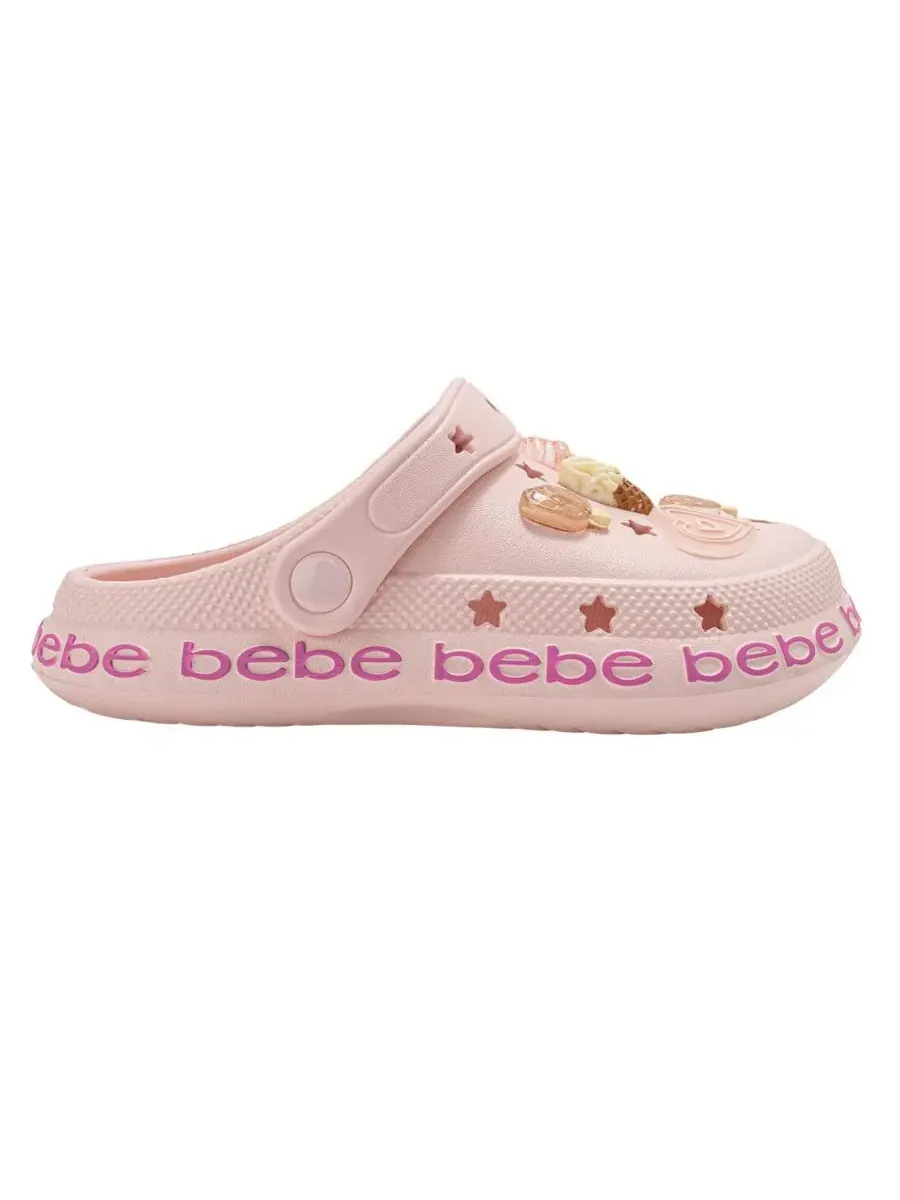 Детские сабо из ЭВА с декоративными элементами и логотипом Bebe — изображение 2 из 7, пудровый розовый