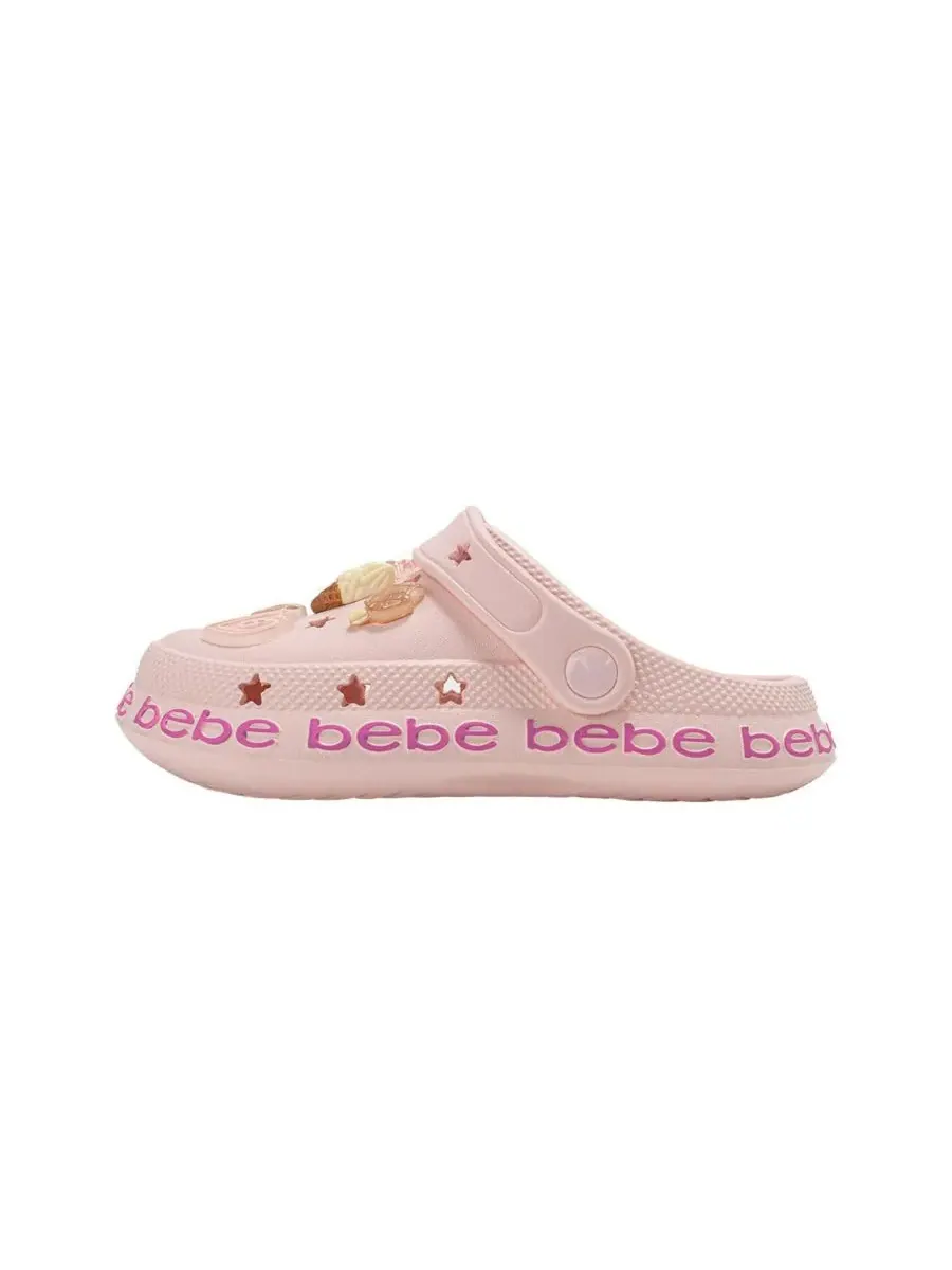 Детские сабо из ЭВА с декоративными элементами и логотипом Bebe — изображение 5 из 7, пудровый розовый