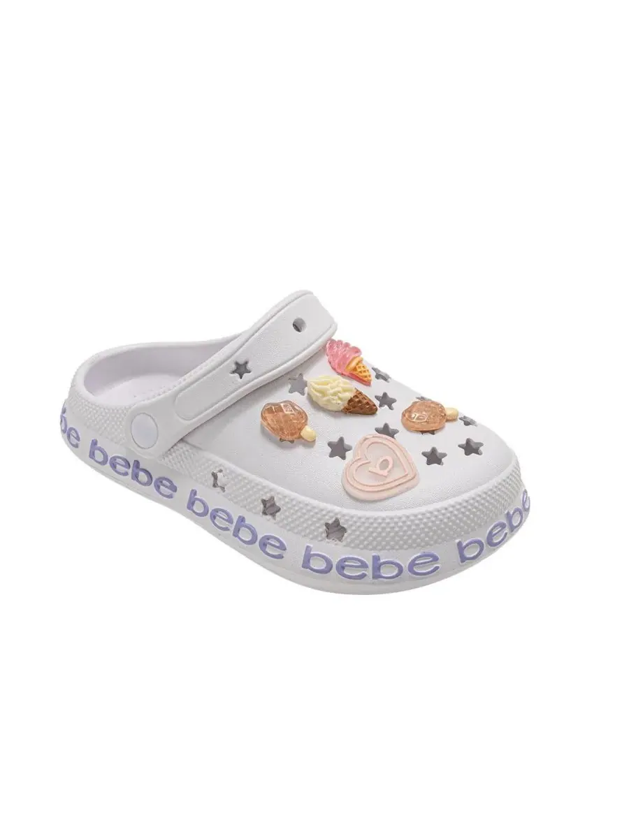 Детские сабо из ЭВА с декоративными элементами и логотипом Bebe