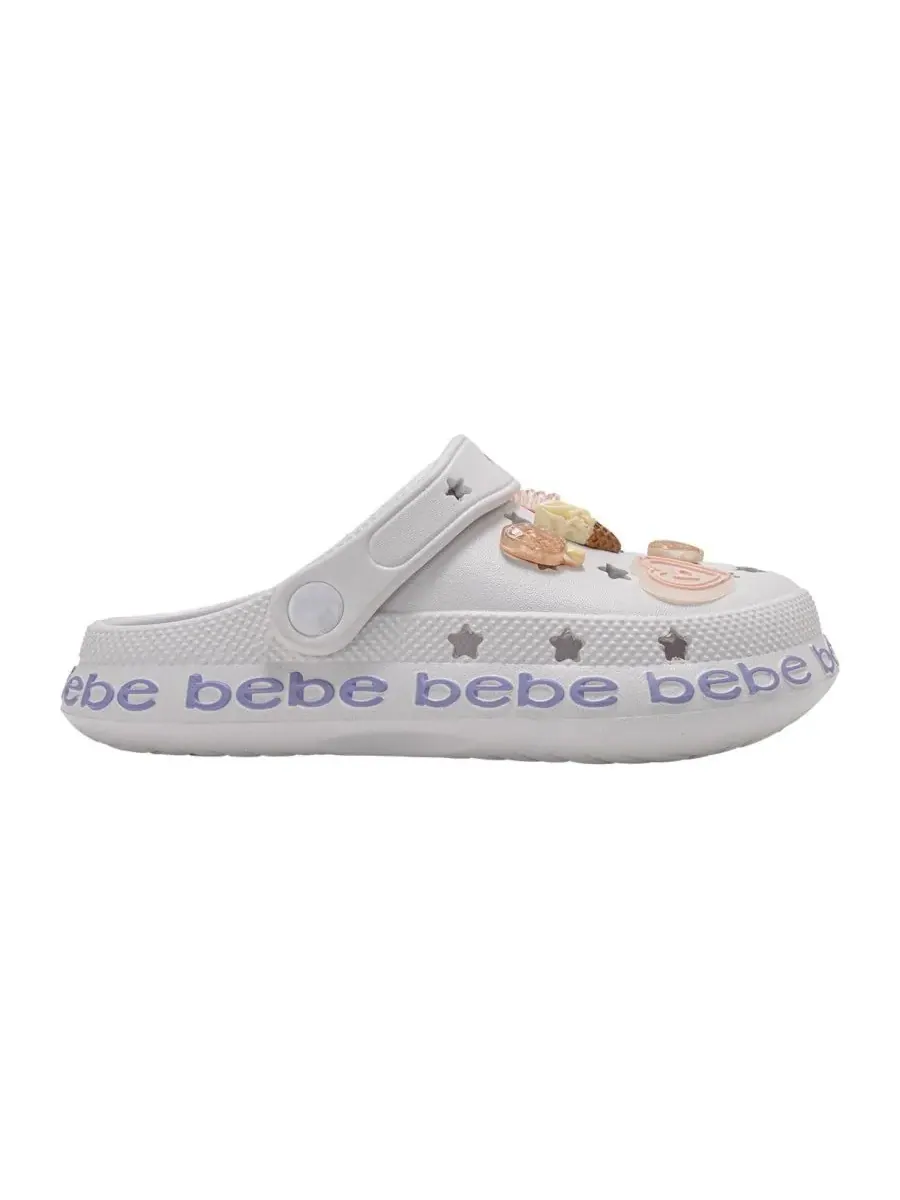 Детские сабо из ЭВА с декоративными элементами и логотипом Bebe — изображение 2 из 7, белый