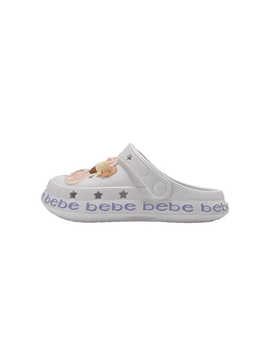 Детские сабо из ЭВА с декоративными элементами и логотипом Bebe — изображение 5 из 7, белый